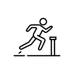 Running hurdle icon vector illustration of athlete jumping over obstacle in line art style vector image