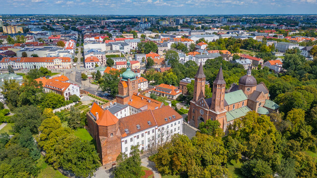 Panorama view of the cathedral in Plock, Poland