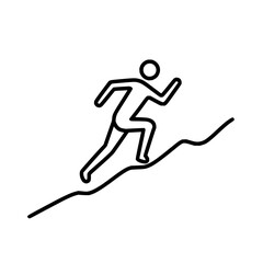 Obraz premium Running uphill outline vector image for fitness training and marathon race preparation and exercise routine