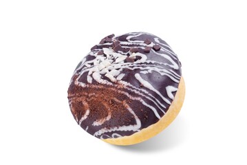 Chocolate and nuts donuts on a white isolated background