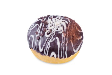 Chocolate and nuts donuts on a white isolated background