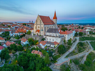 Obraz premium Sunset view of Saint Nicholas church in Znojmo, Czech republic