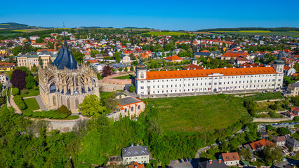 Panorama view of Jesuit college and Saint Barbara cathedral in K