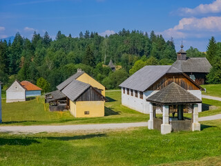 Traditional architecture at Slovak Village Museum in Martin, Slo