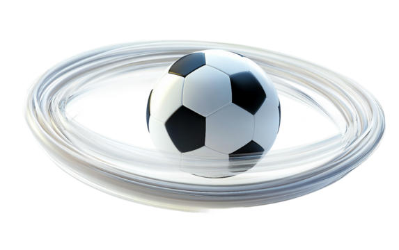 Football training drill with ball moving through rings highlighting athletic agility and focus isolated on transparent background PNG