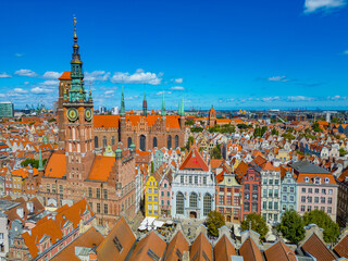 Obraz premium Aerial view of the city center of Gdansk, Poland