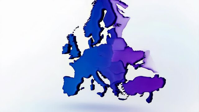 Abstract Gradient Map of Europe in Blue and Purple Tones