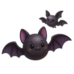 Fototapeta premium 3D Cute cartoon bats with transparency background