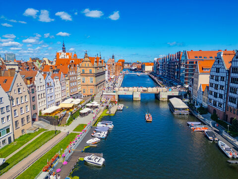Waterfront of Gdansk during sunny day, Poland
