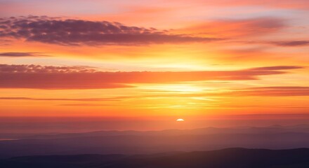 Fototapeta premium Vibrant Sunset Sky with Golden Hues and Cloud Formations.