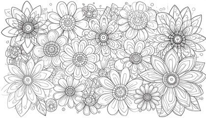 Fototapeta premium Black and white flower pattern
