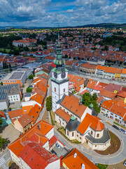 Obraz premium Summer panorama of the center of Trebic, Czech republic