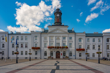 White town hall in Polish city Plock