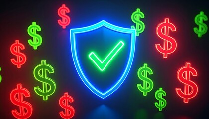 Neon shield and dollar signs