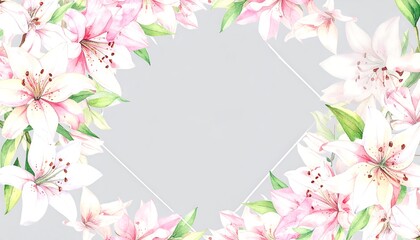 Delicate lily floral frame