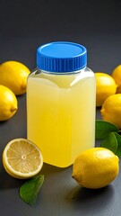 Lemon juice in a plastic container