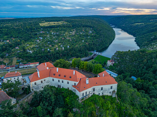 Obraz premium Sunset view of Castle at Znojmo, in Czech republic