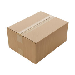 Brown cardboard shipping box isolated on a plain background for packaging and logistics transparent background