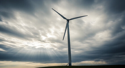 Obraz premium Single Wind Turbine Generating Clean Energy.