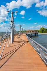 Fototapeta premium Wooden pier in marina on Plock, Poland