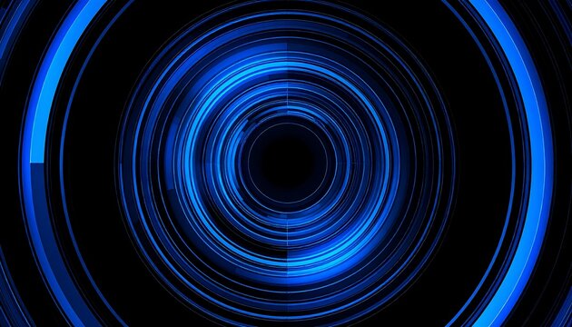 A design featuring concentric blue circles on a dark background creates an intricate and dynamic visual effect. - Powered by Adobe