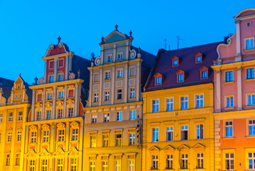 Colourful houses at Rynek, the picturesque square in central Wro