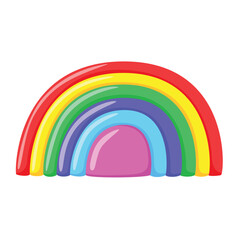 Montessori rainbow stacking toy with colorful arcs, educational learning game for kids, flat design.