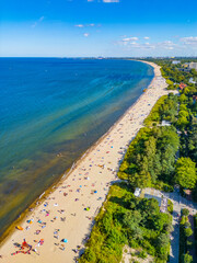 Fototapeta premium Panorama view of beach in Sopot, Poland