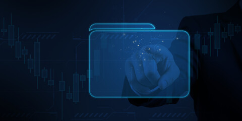 Finance Tech Data Folder Icon Stock Market Chart Growth Arrow Green Energy