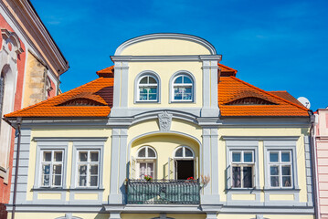 Obraz premium Colourful houses at Peace square in Domazlice, Czech republic