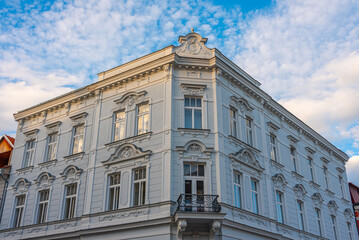 Classical building on the main pedestrian street in Ceske Budejo