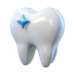 3d sparkling tooth isolated on transparent background