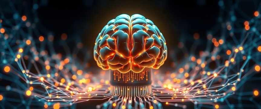 Futuristic AI Brain Chip with Neural Network
