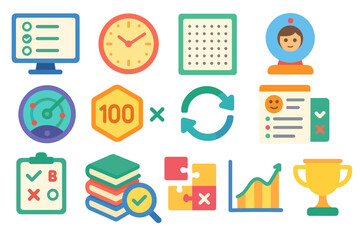 Business, productivity flat icon set. work, efficiency, task management icons collection