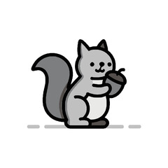 Vector art of cute cartoon squirrel with acorn
