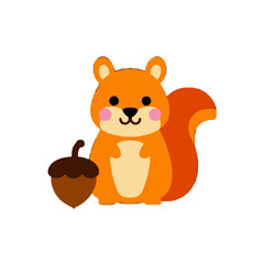 Vector art of cute cartoon squirrel with acorn