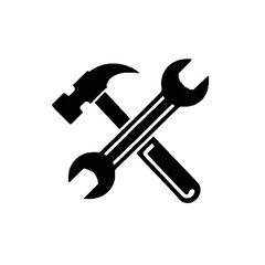 Vector art of hammer and wrench crossed icon