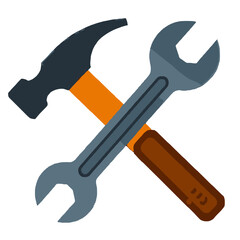 Vector art of hammer and wrench crossed
