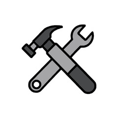 Vector art of hammer and wrench crossed icon