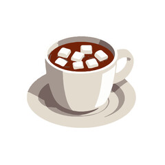 Vector art of hot chocolate with marshmallows in a mug