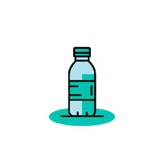 Vector art of plastic bottle with label and blue liquid