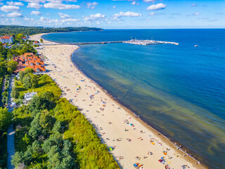 Panorama view of beach in Sopot, Poland