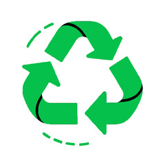 Fototapeta premium Vector art of stylized green recycling symbol with dashed circle isolated on white