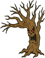Spooky Halloween Tree With A Face