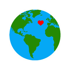 Vector art of red heart on planet earth