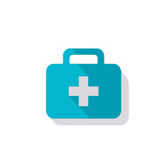 Obraz premium Vector art of teal first aid kit icon with shadow