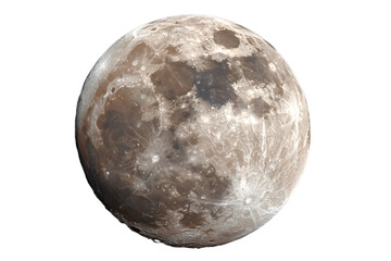 Glowing full moon revealing detailed lunar surface, raters visible against trasparent backdrop, ideal fo graphic design compositios