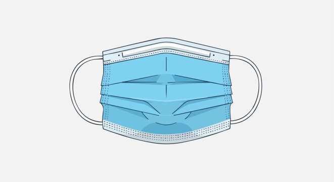 Health, medicine and nursing vector  blue surgical face mask personal protective equipment for virus prevention and safety measures during pandemic
