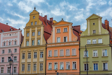 Fototapeta premium Colourful houses at Rynek, the picturesque square in central Wro