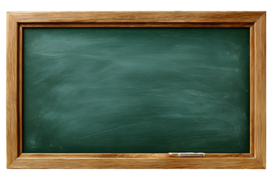 Green school chalkboard isolated on white transparen background, png element cipart. Classroom blackboar